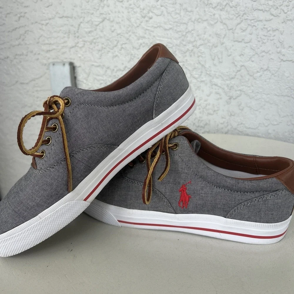 Polo‎ Ralph Lauren Vaughn Denim Chambray Canvas Sneakers Boat Shoes Size 9.5